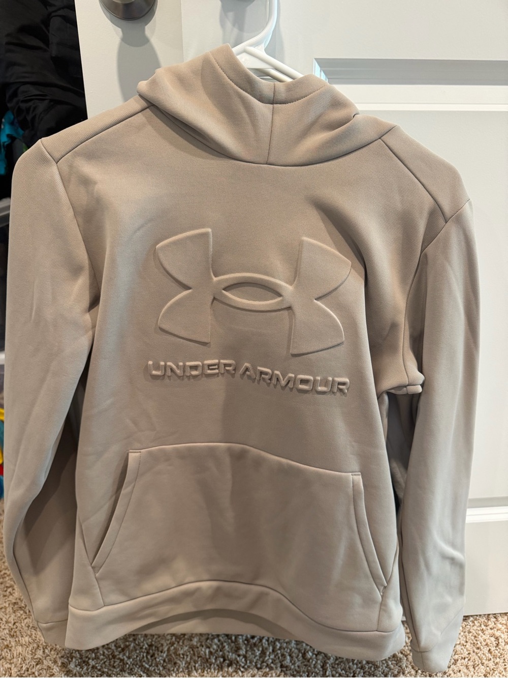 Under Armour Taupe Embossed Logo Pullover Hoodie